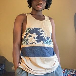 SUMMER TANK TOP BEIGE/LEAVES/SIMPLE ON THE BYAS